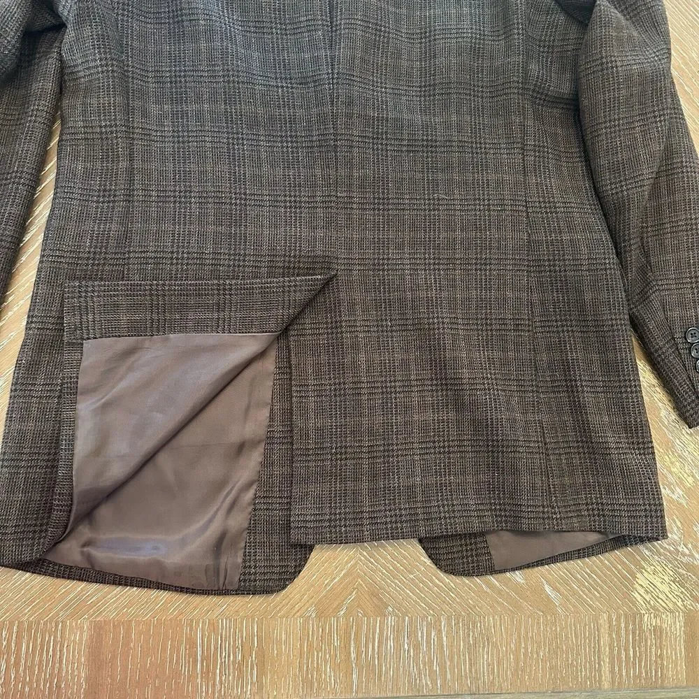 Lauren Ralph Lauren 42L BROWN 100% Wool Sport Coat Blazer Jacket Plaid EXCELLENT